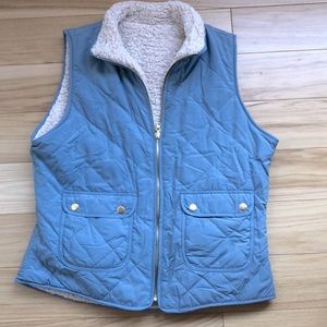 Blue Reversible Sherpa Lined Quilted Puffer Style Vest NEW/without tags Sz Small